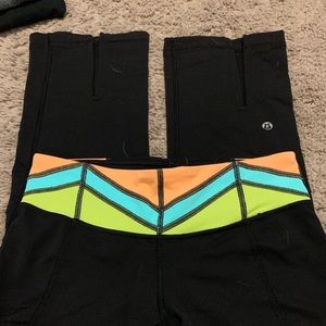 Lululemon black crop leggings with slit